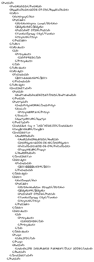 Pain.008 PaymentInformation Pain.008 PaymentInformation